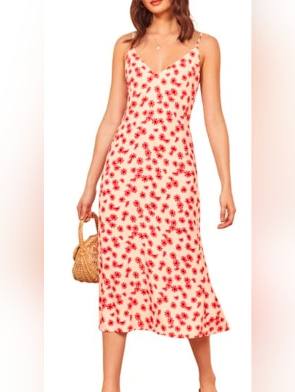 Reformation Alexandra Midi Dress Daisy Days Floral Slip Dress Size 2